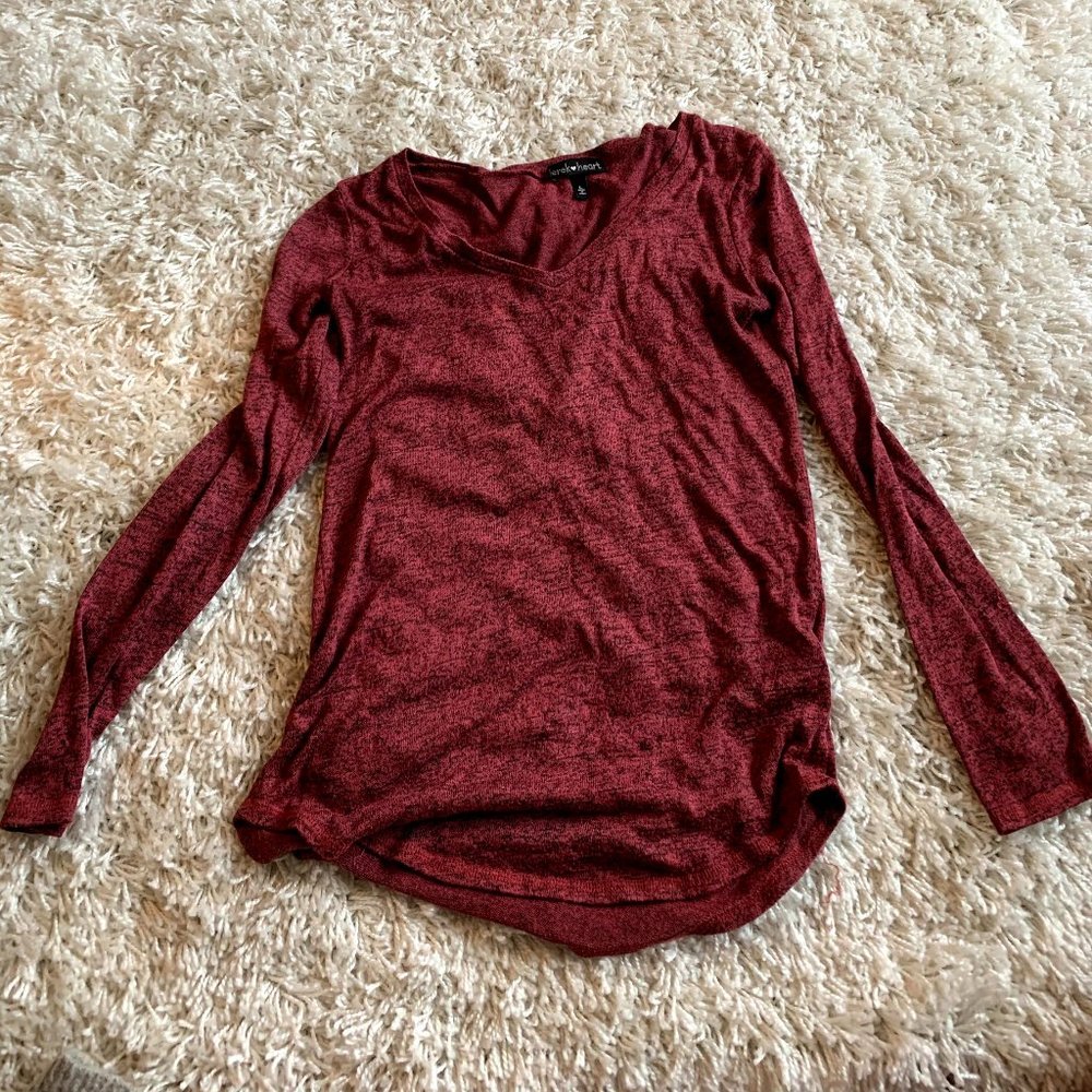 Red Long Sleeve T-Shirt Women’s Derek Heart Size L
